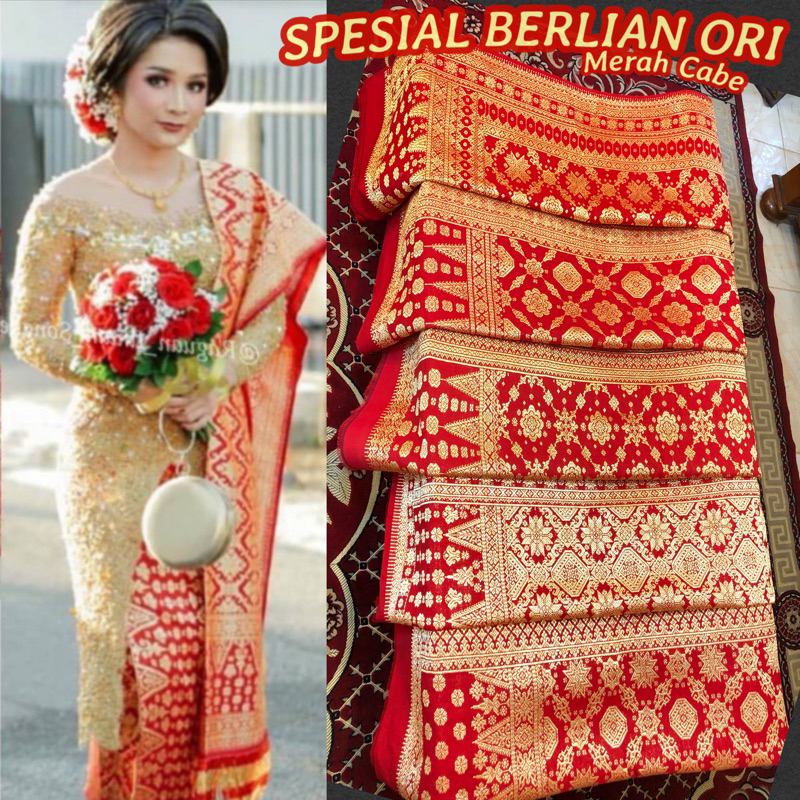 SPESIAL Merah Cabe Songket Berlian ORI/songket tenun asli palembang ilham songket palembang /Songket