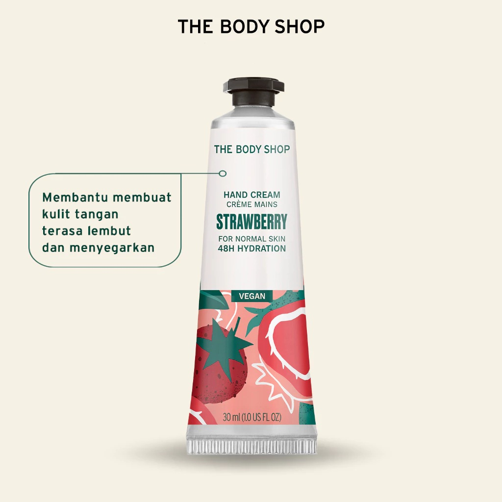 [ORIGINAL] The Body Shop - Strawberry Hand Cream 30ml / Hand Balm / Pelembab Tangan