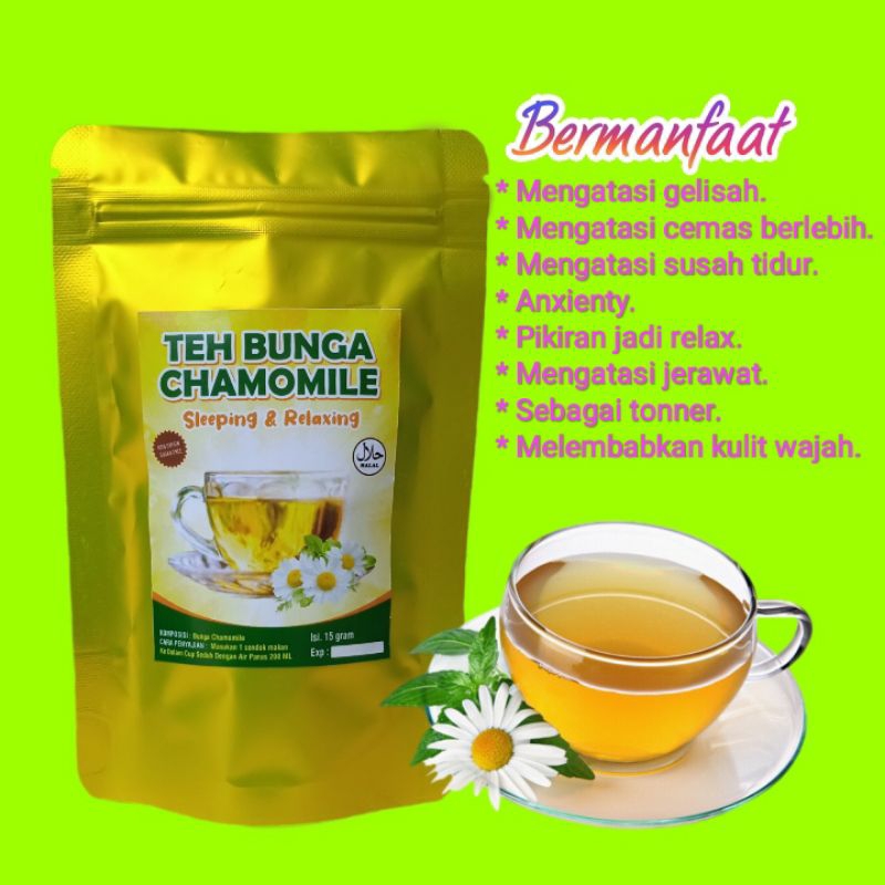 

Teh Bunga Chamomile Premium 50 gram Bunga Chamomile Obat Imsomnia Alami