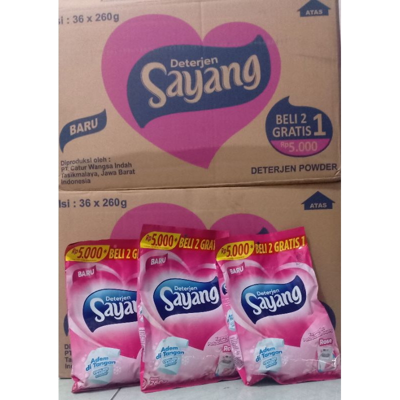 Detergent Sayang 260 gram 1 dus isi 36 pack
