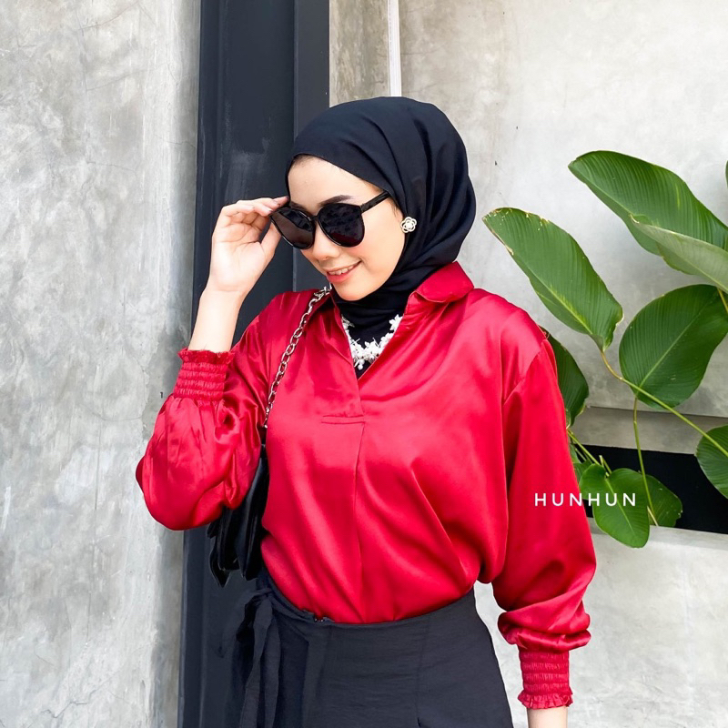 KIARA SATIN BLOUSE - Blouse Shimmer Blouse Mewah Atasan Elegan Baju Wanita Jumbo Blouse Cantik BLous