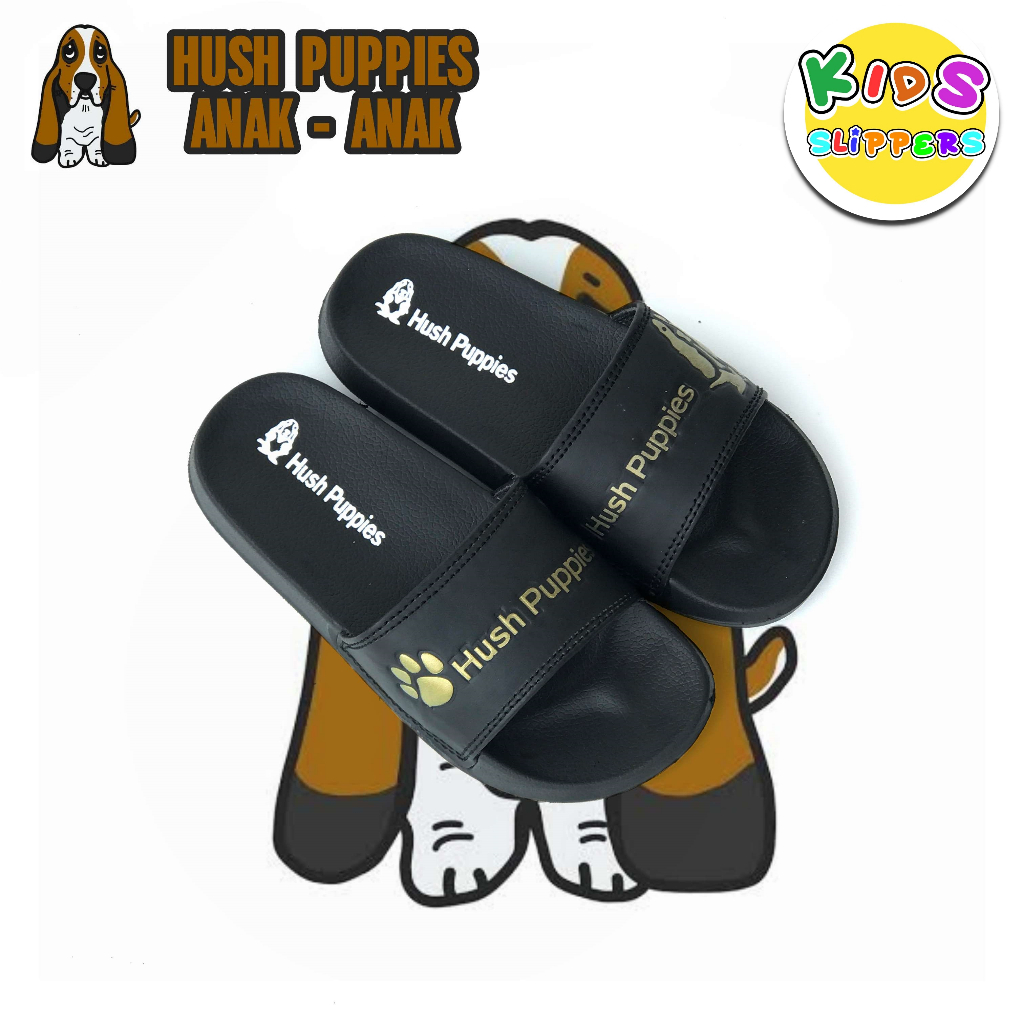 Sandal Selop Anak-Anak Hush Puppies Varsity Hitam Gold