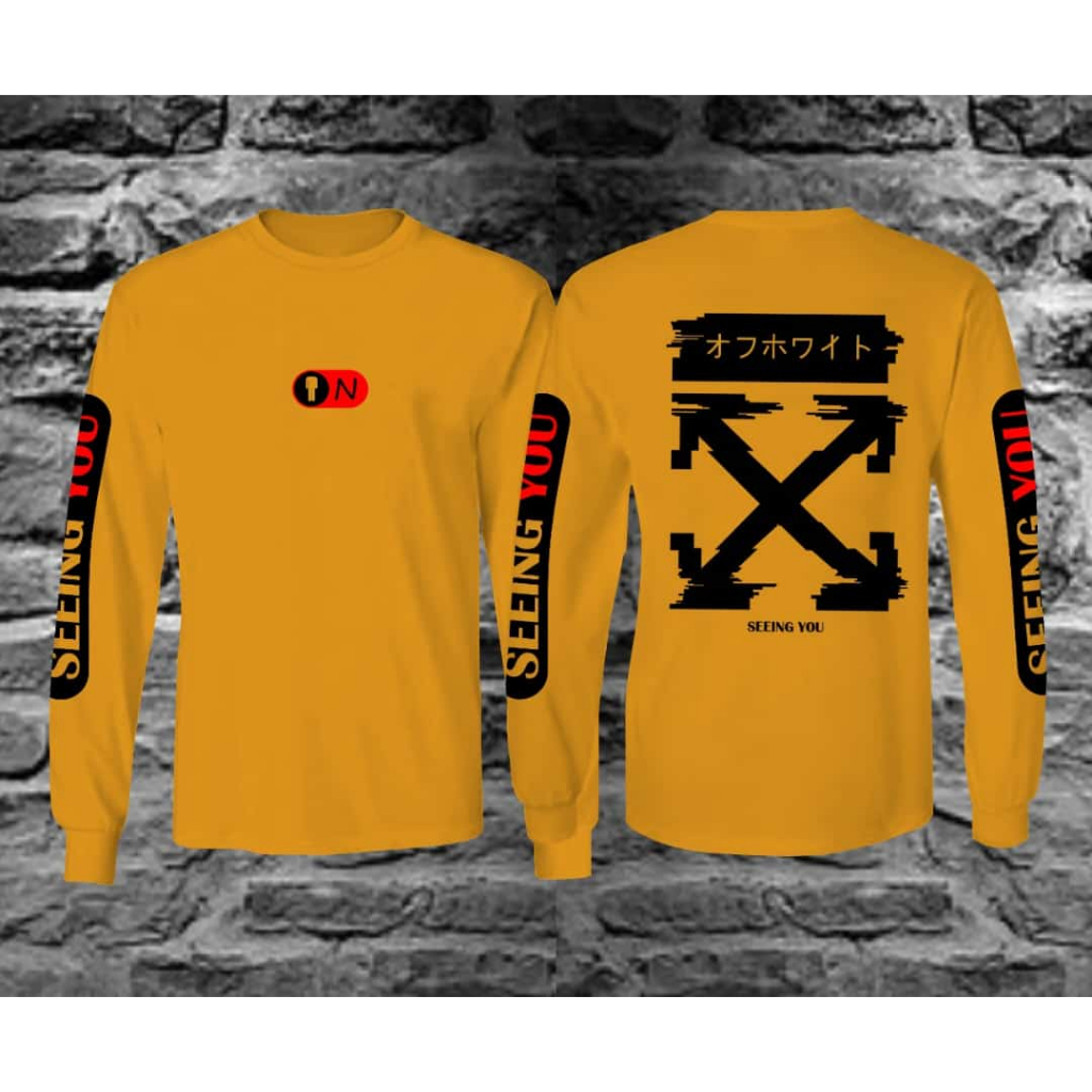 T-SHIRT TERBARU KAOS DISTRO MOTIF JEPANG ATASAN PRIA DAN WANITA LENGAN PANJANG KUNING COTTON COMBED