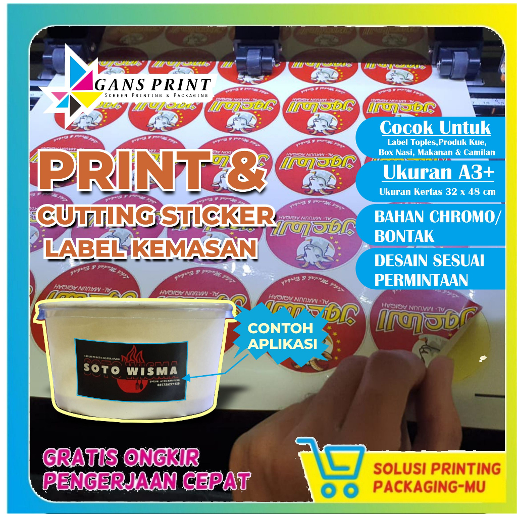 

CETAK LABEL KEMASAN STIKER BONTAK + CUTTING + LAMINASI