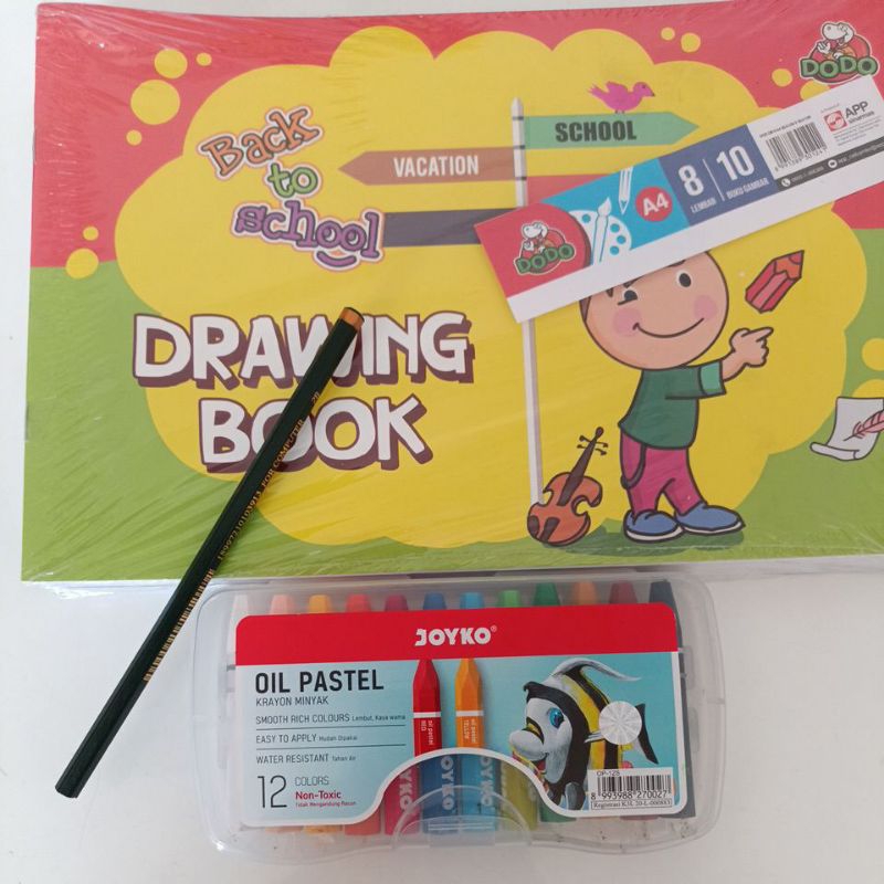 

Krayon minyak joyko 12 warna + buku gambar + pencil 2B