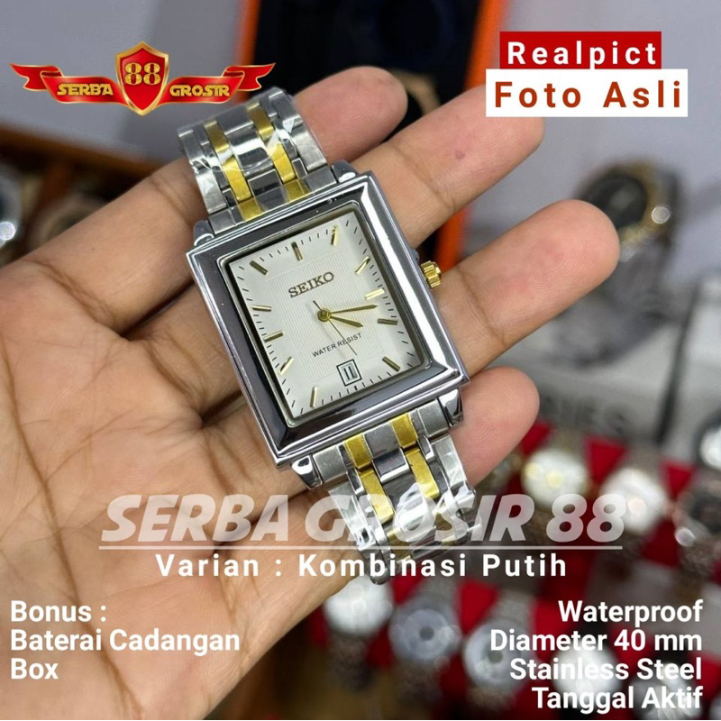 Jam Tangan Pria Seiko Anti air Strap Stainless Tanggalnya Aktif