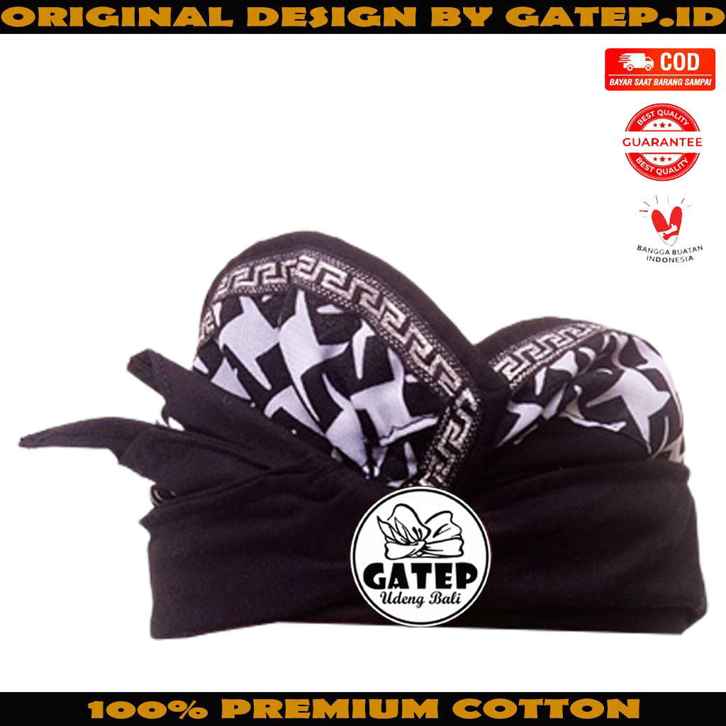 Udeng Hitam Polos Bali Motif Catur Poleng Lis Mesir Setengah Jadi / Ikat Kepala Pria Udeng Bali / Bl
