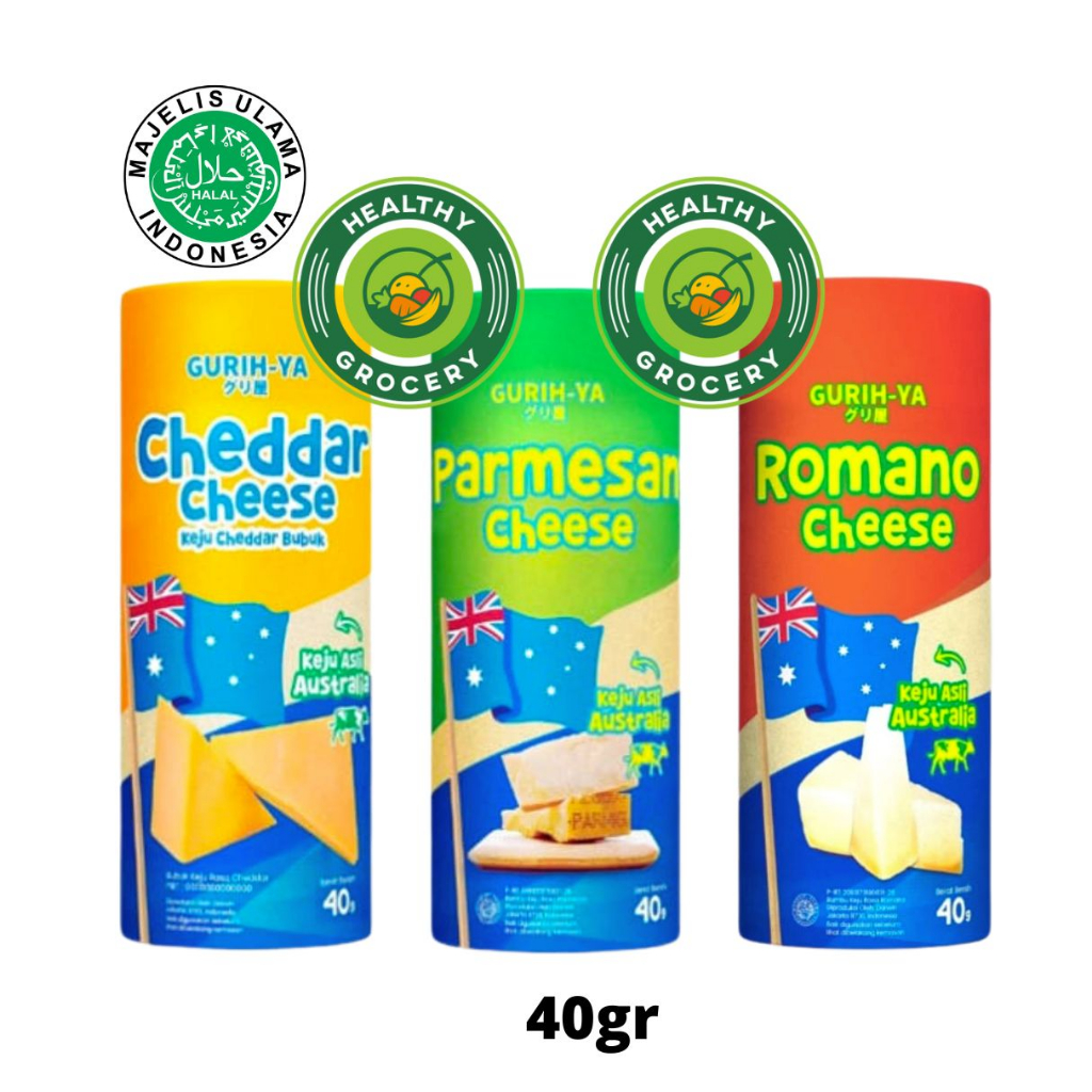 

Gurih-Ya Parmesan Cheese / Cheddar Cheese / Romano Cheese 40gr Botol / keju / Cheese