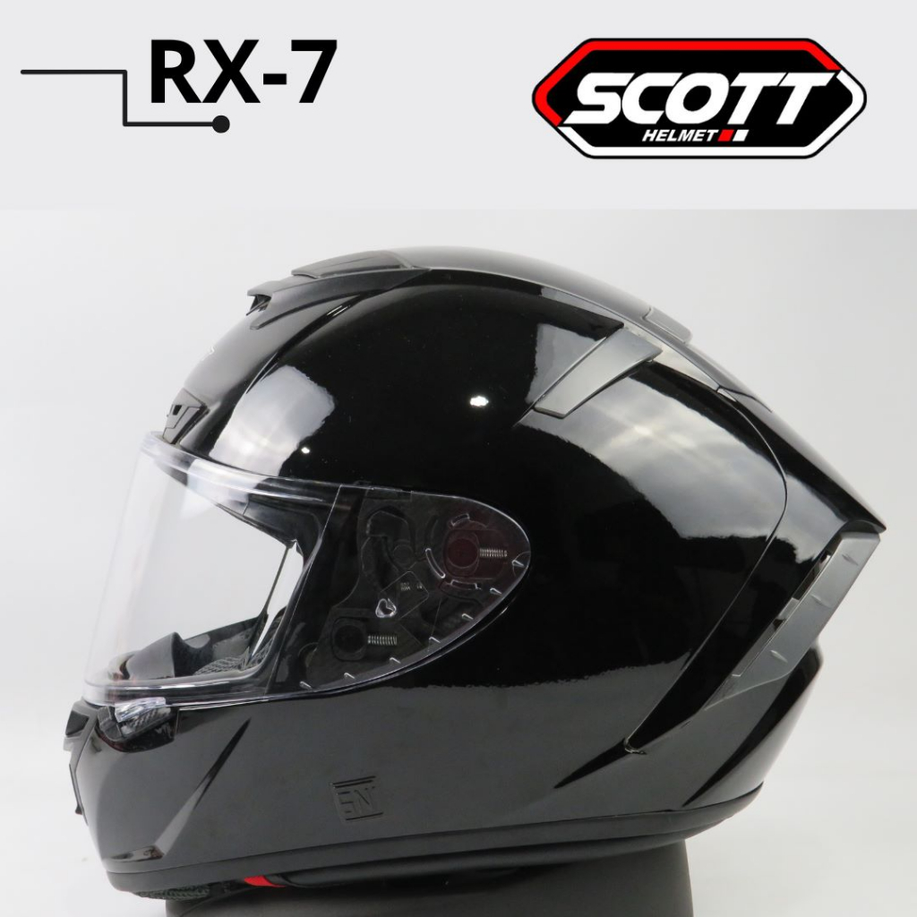 Scott - Helm Full Face Dewasa RX-7 SNI / Black Glossy
