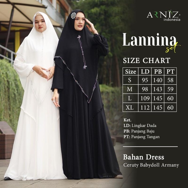 LANNINA  SET BY ARNIZ PUTIH DAN HITAM READY BEST SELLE