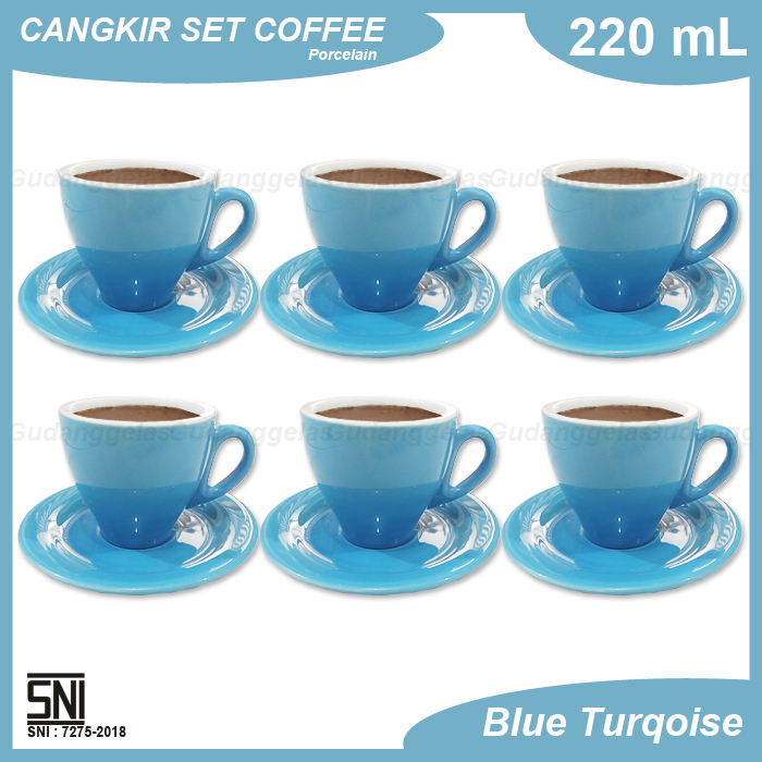 1 SET 6 PCS Coffee Cup/Cangkir Latte/Latte Cup/Cangkir Kopi/Cangkir Porselen/Coffee Cup and Saucer