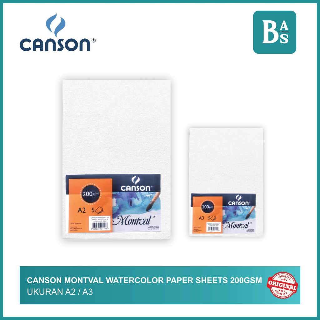 

Canson - Montval Watercolor Paper Sheets 200gsm - Kertas Cat Air - Bali Artemedia