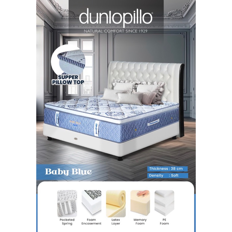 Springbed Dunlopillo Baby Blue Pillow Top