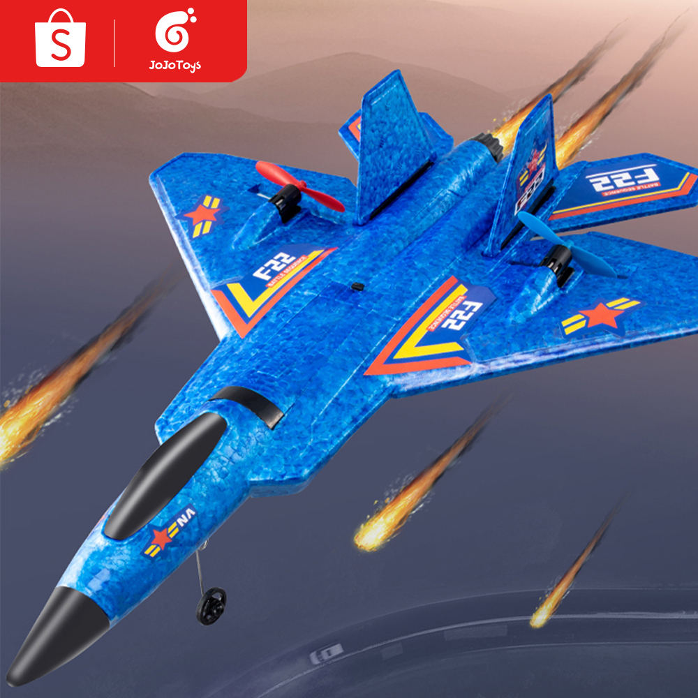 JOJOTOY Mainan Pesawat RC F22 Terbang Remote Control LED Pesawat Glider Airplane