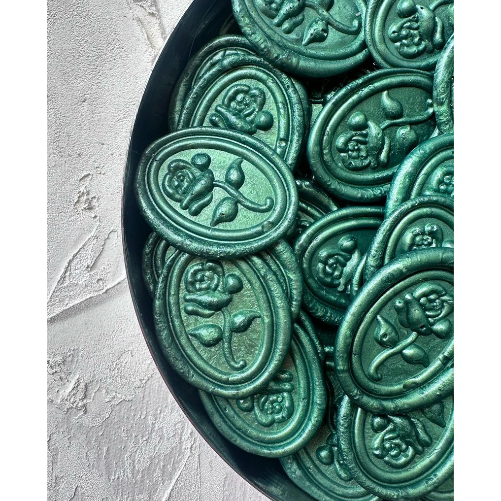 

Clara Rose (Forest green) - 1 Pieces Wax seal coinbulat sticker instan segel vintage undangan / DIY Hampers / Wax Octagon GUN
