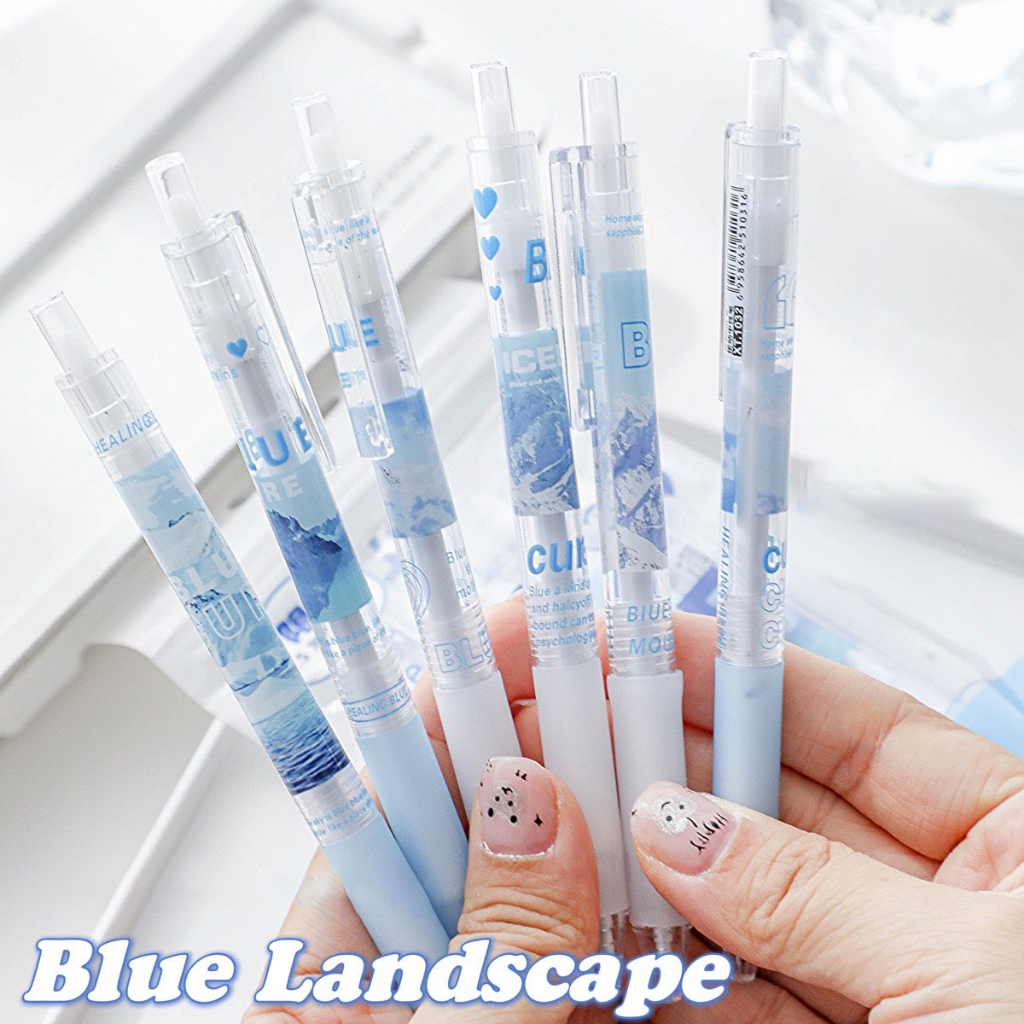 

Gelpen netral tinta hitam bercorak air gaya sederhana 0.5mm -Miss Art