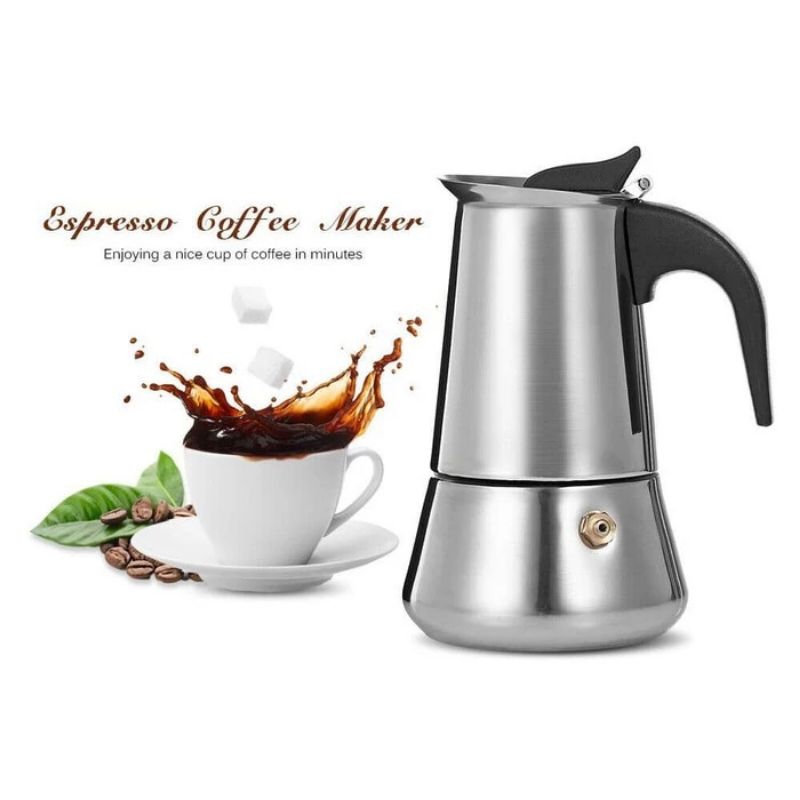 Teko Pembuat Kopi / Moka Pot Expesso Coffee Maker  4 Cups Stainless Steel