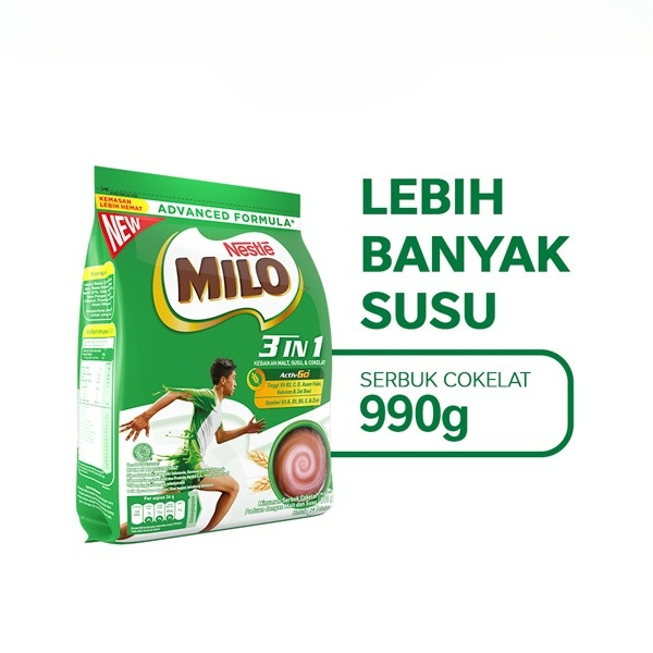 

PROMO GD2 TANGGAL 13 - 19 MARET [990 Gram] Nestle MILO 3in1 ACTIV-GO Susu Coklat Pouch 990 gr