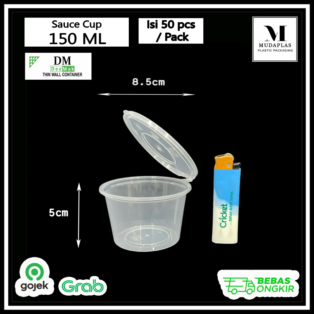 Sauce Cup 150 ml isi 50 pcs Tempat Saos Sambal Plastik Container