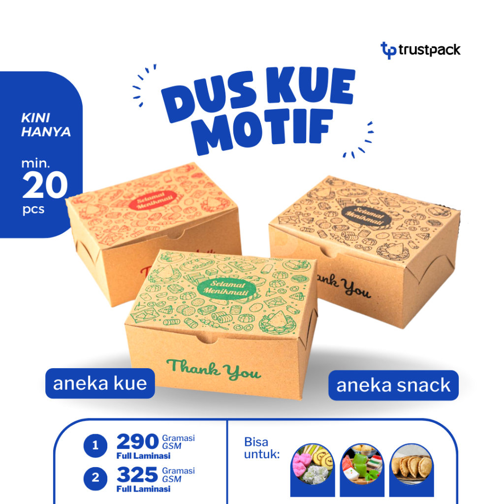 

DUS KUE ROTI 12X16 KRAFT / KOTAK KARDUS KUE / DUS SNACK / BOX SNACK MOTIF