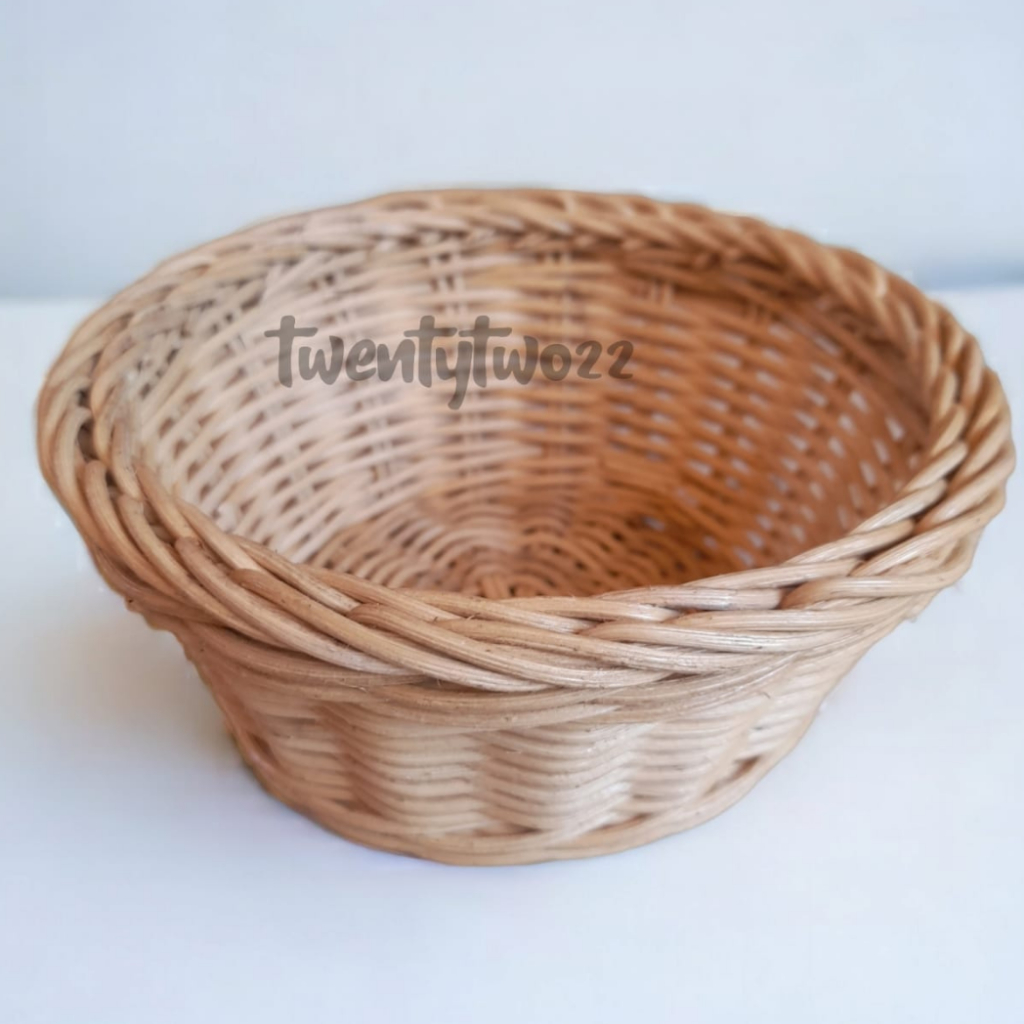 Keranjang rotan bulat kecil wadah asesoris tempat telur keranjang seserahan pernikahan keranjang par