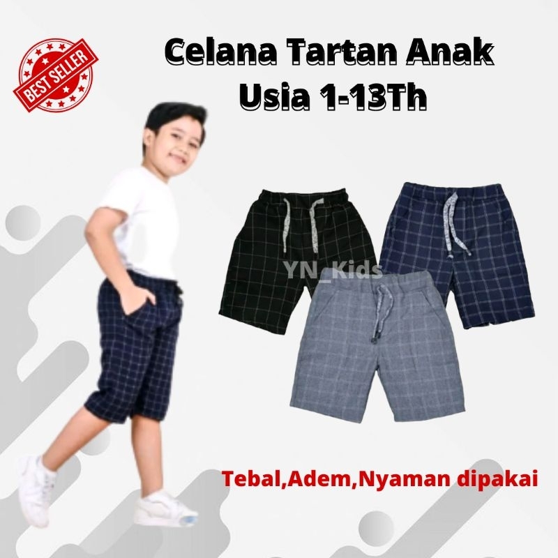 COD Celana Pendek Anak Tartan Cowok Laki Laki Usia 5 6 7 8 9 10 11 12 13 14 Tahun | Celpen Motif Kot