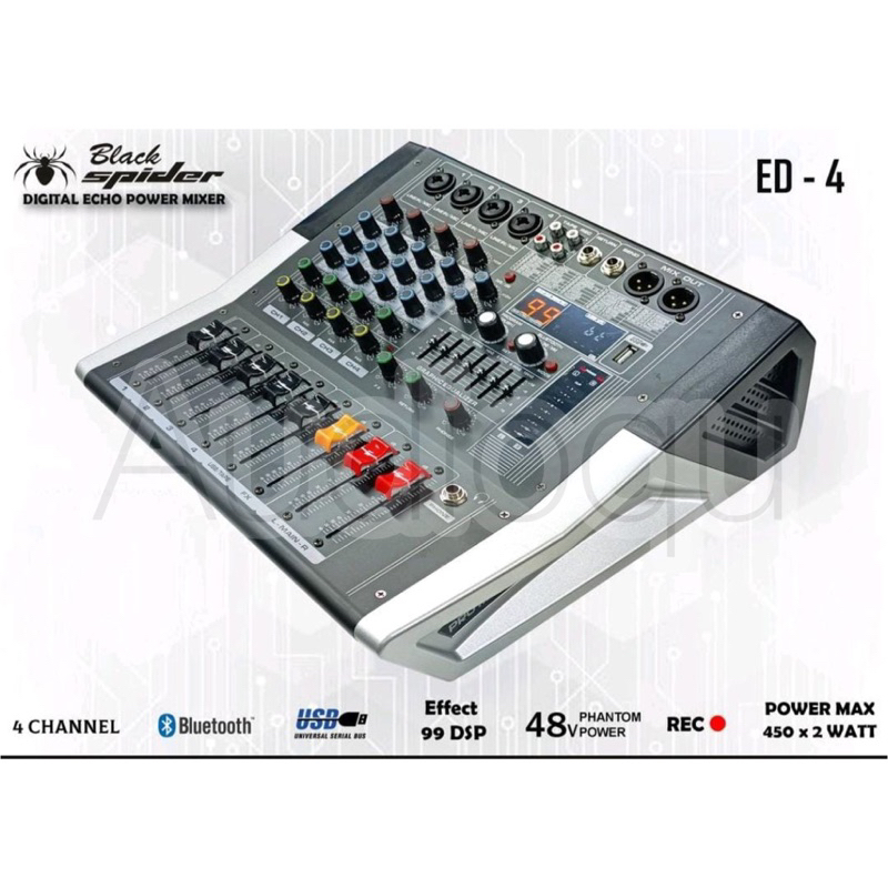 Power Mixer 4 Channel Blackspider ED4 Black Spider  ED 4 Black Spider ED 4