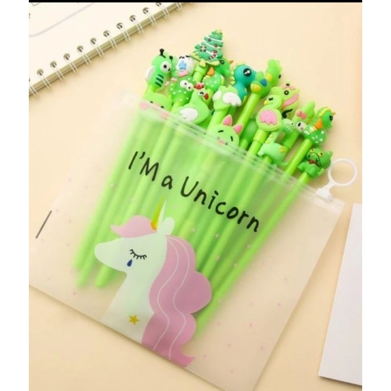 

pulpen gel bolpen pena HIJAU eceran motif random