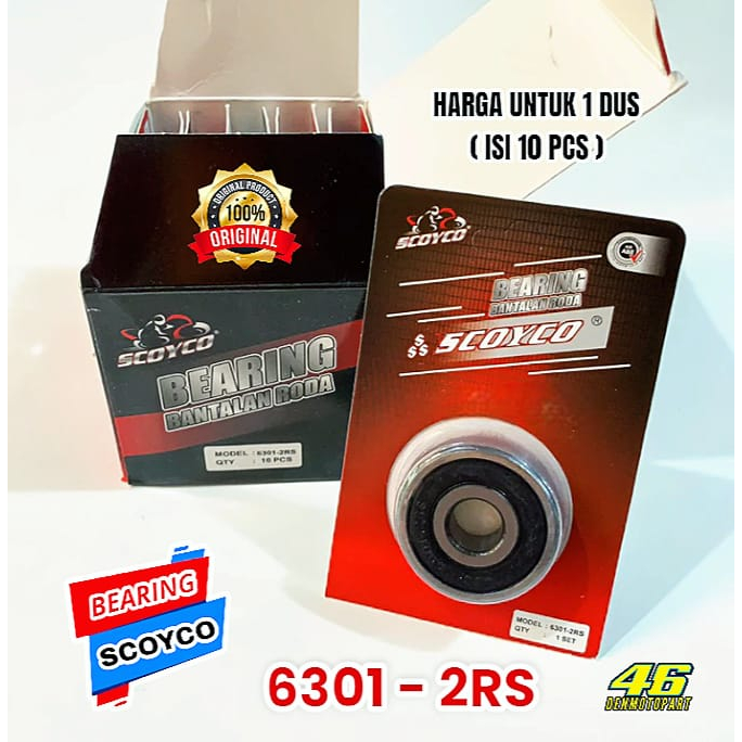 BEARING LAHER LAKER / BANTALAN RODA 6301 - 2RS [ SCOYCO ] 1 DUS ISI 10 PCS