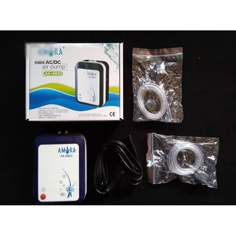 Mini AC/DC Amara AA-6603 automatic portable airpump aerator 2 lubang yg bisa di cas