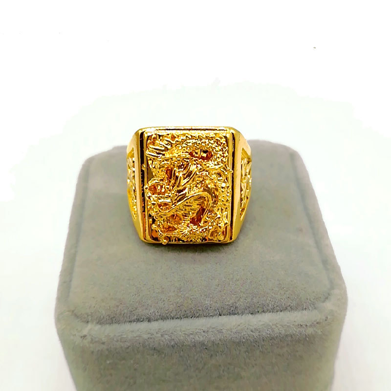 Cincin Naga Gold Adjustable / Cincin Pria Motif Naga Emas Mewah Elegan / Gold Plated Ring Gothic Dra