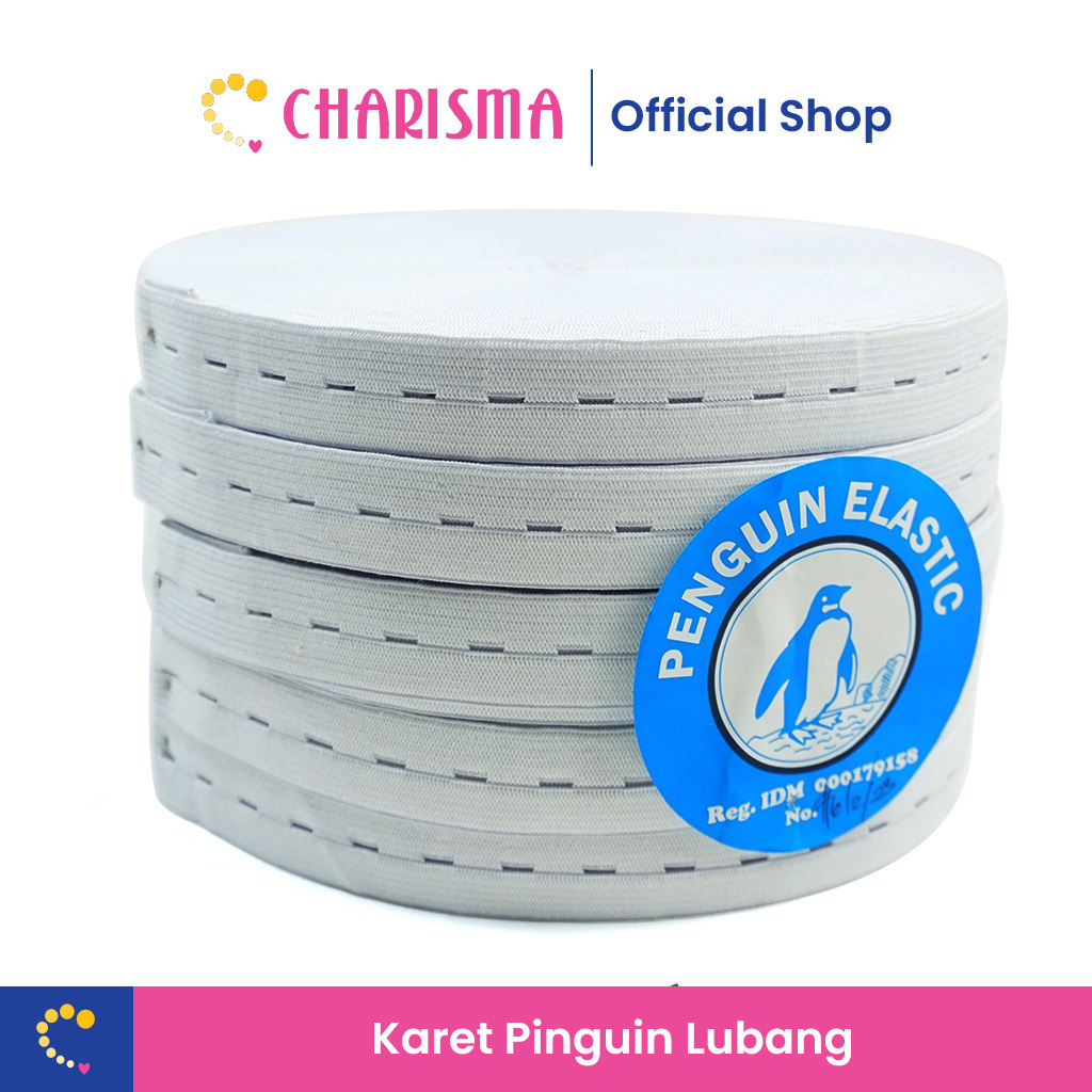 Charisma Karet Lubang Elastis Penguin - Karet Penguin Lubang Putih / Karet Lubang Kancing / 2cm/2,3c