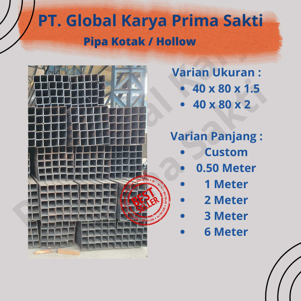 Besi Hollow 40 x 80 x 1.5 x 3 Meter