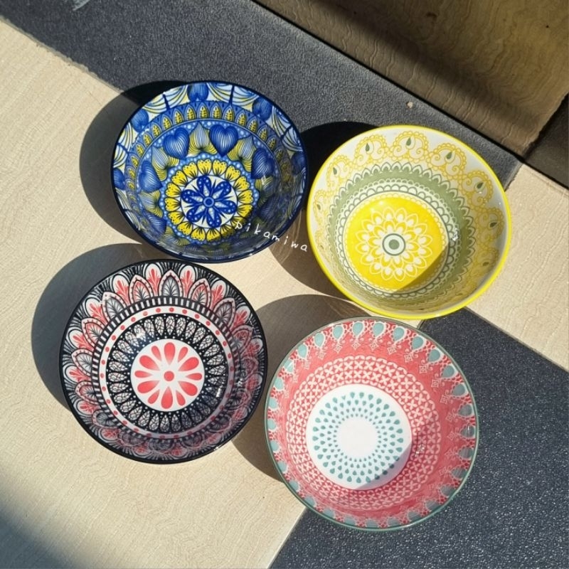 MANGKOK KERAMIK MOTIF MANDALA mangkok keramik mangkok cantik mangkok kecil mangkok nasi mangkok kuah