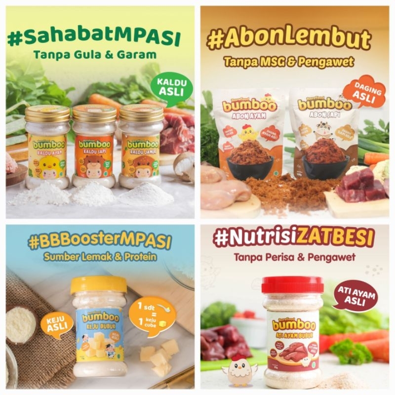 Bumboo Kaldu Asli Mpasi Anak Bayi NON MSG Bumbu Perasa Ati Bubuk Keju Abon Anak Baby - Bumbo Penyeda