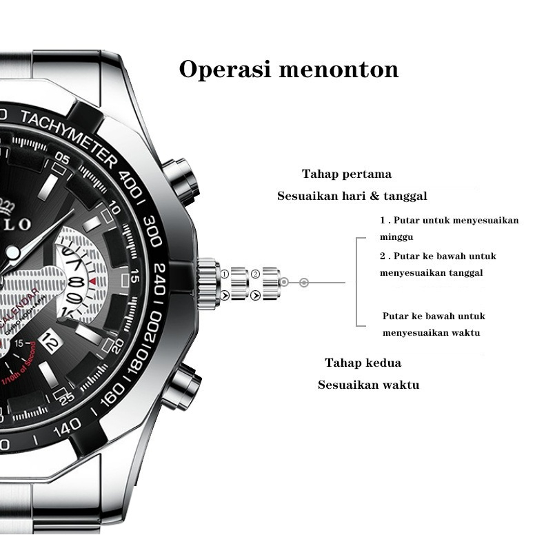 CIELO S001 Jam Tangan Pria Anti Air Original Luxury Stainless Steel COD Free BOX+Kartu-7