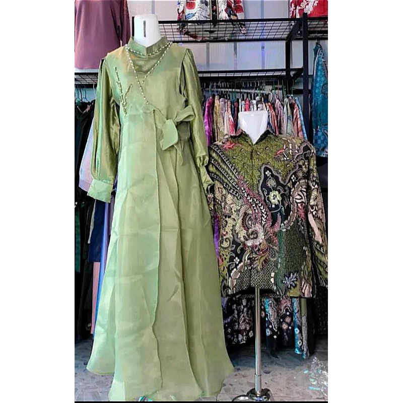 Gamis Pesta Satin Organza
