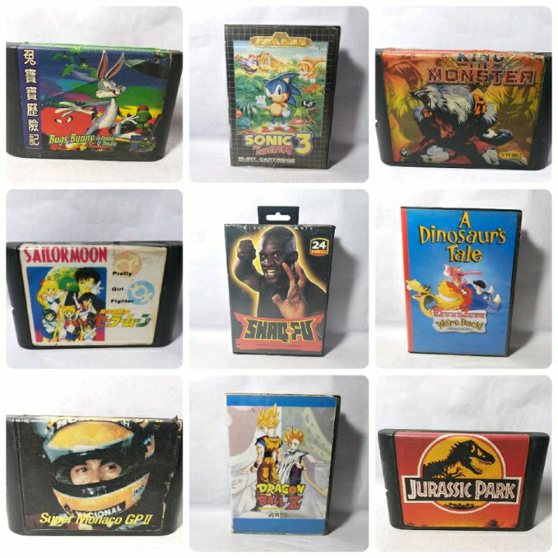 Kaset Video Cassette Tape Games Cartridge Sega Pinocchio Pinokio Sailor Moon Shaquille Shaq Oneal Di