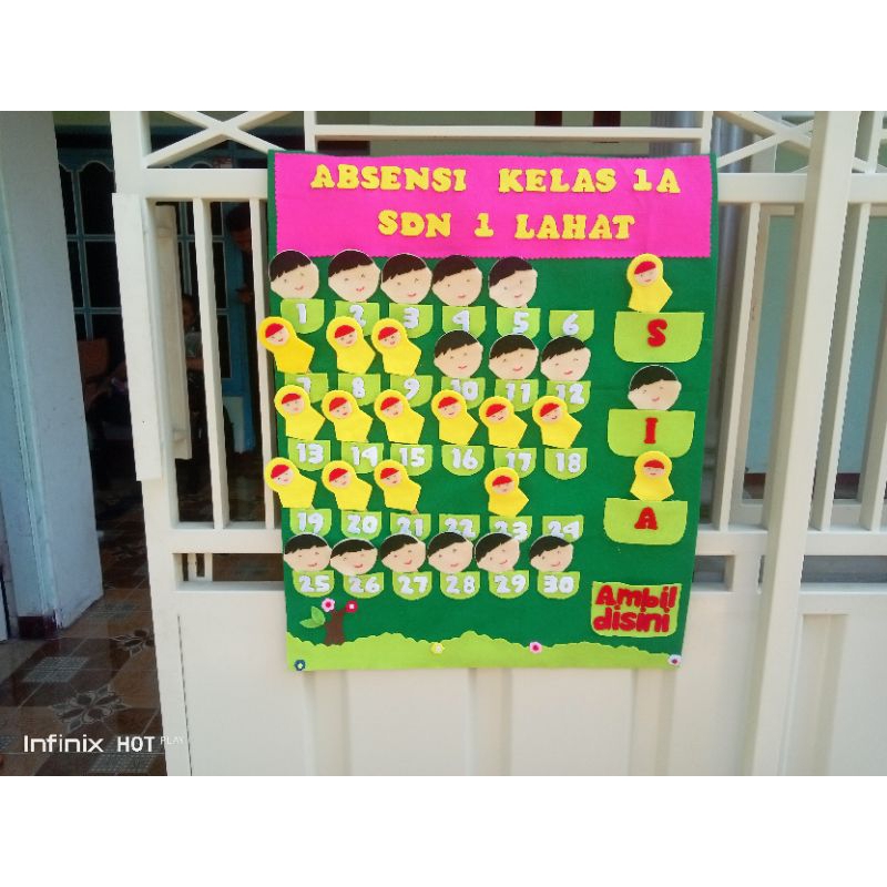 ABSENSI KELAS FLANEL/HIASAN DINDING KELAS/GANTUNGAN KELAS
