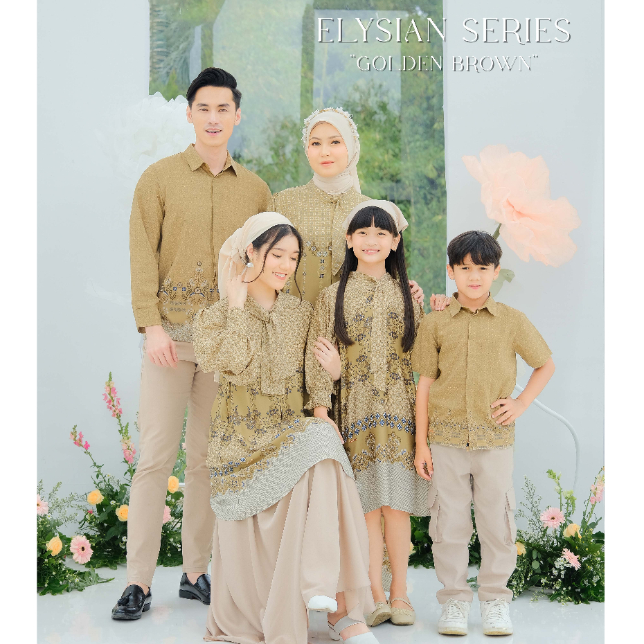 Mayoutfit Elysian Set Series Golden Brown | Sarimbit Lebaran Baju Muslim Raya Keluarga