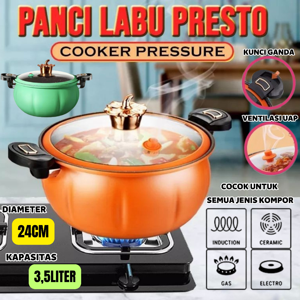 Panci Presto Model Labu Batu Medis Kapasitas 3.5 Liter UKURAN 24 cm PROMO