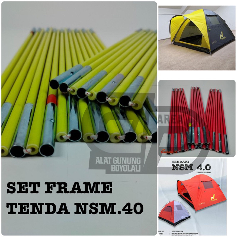 1 set lonjor panjangrangka tenda tendaki nsm.40 set frame tendaki rangka tenda bingkai tenda