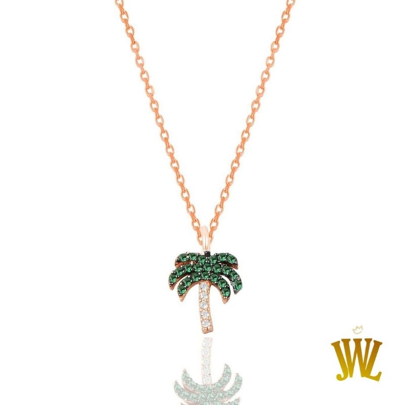 Jewellant - Kalung Model Telapak Perak, Kalung Wanita Perak Silver 925 Asli, Palm Tree Model Necklac