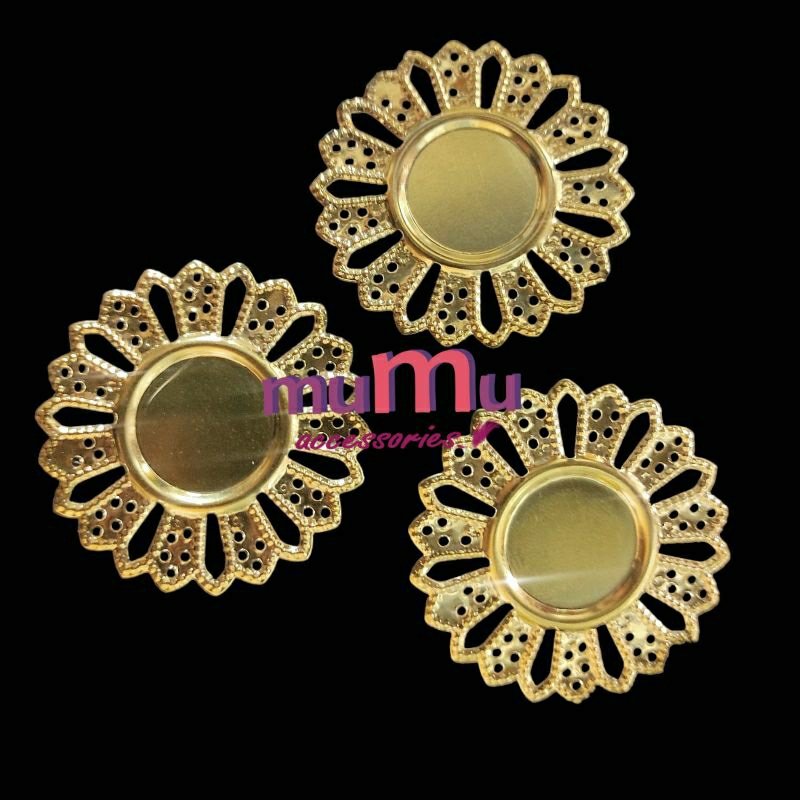 Lempengan bulat +- 4,6 cm emas gold lempeng bahan aksesoris