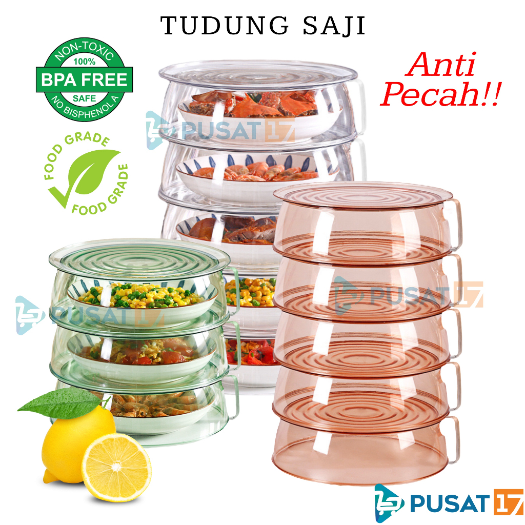 PUSAT17 TUDUNG SAJI 3 SUSUN 4 SUSUN 5 SUSUN PREMIUM FOOD GRADE PLASTIK PET TRANSPARAN / TEMPAT RAK P