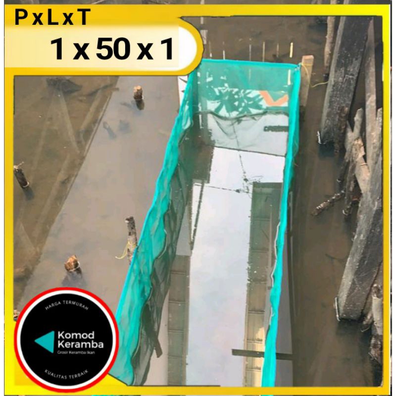 Kerambah 1x50x1 keramba ikan kecil jaring apung tutup siap pakai