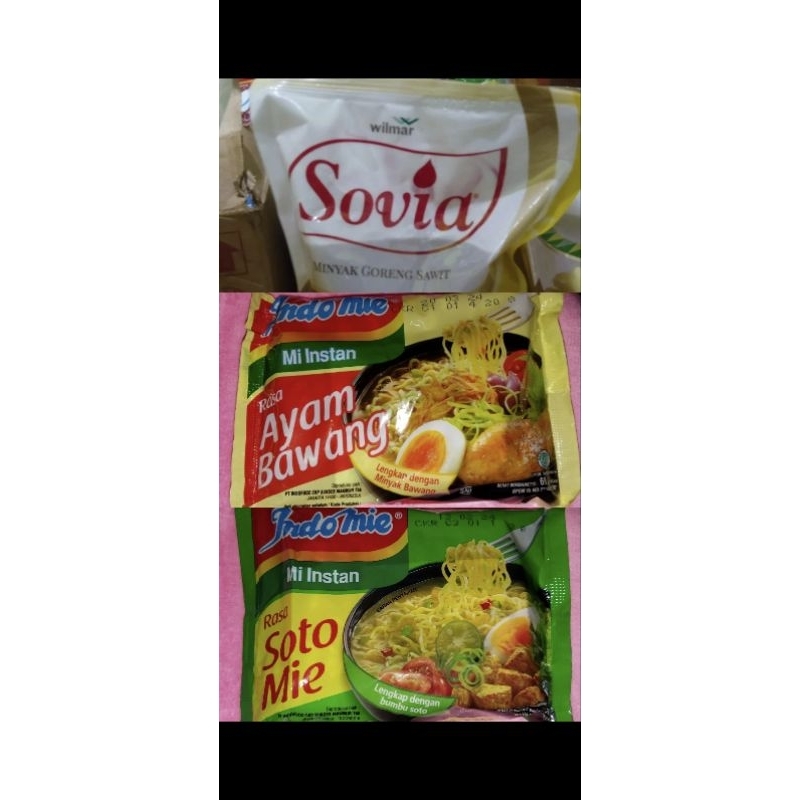 

paket bundling sovia minyak goreng 1liter+Indomie 3pcs