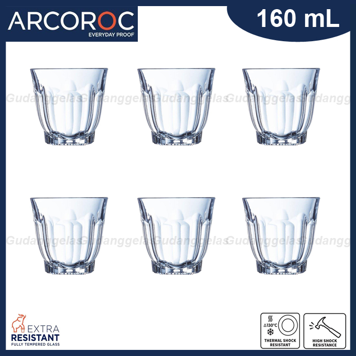 1 SET 6 PCS ARCOROC Gelas Old Fashioned 160mL/Gelas Coffee/Gelas Latte Tempered/ARCOROC Gelas Espres