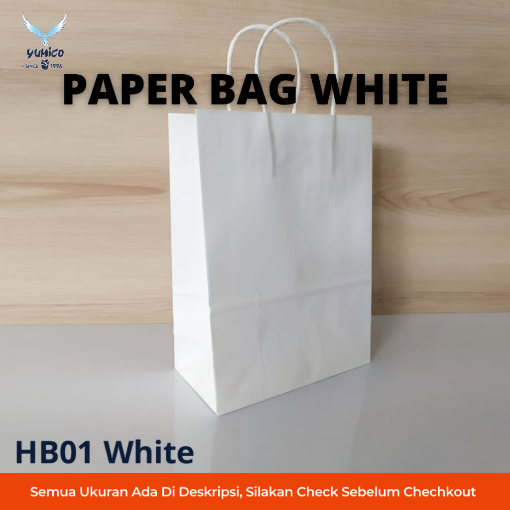 

Paper Bag / Tas Kertas Paper Bag Polos white Ukuran S / M | 1PACK ISI 25PCS