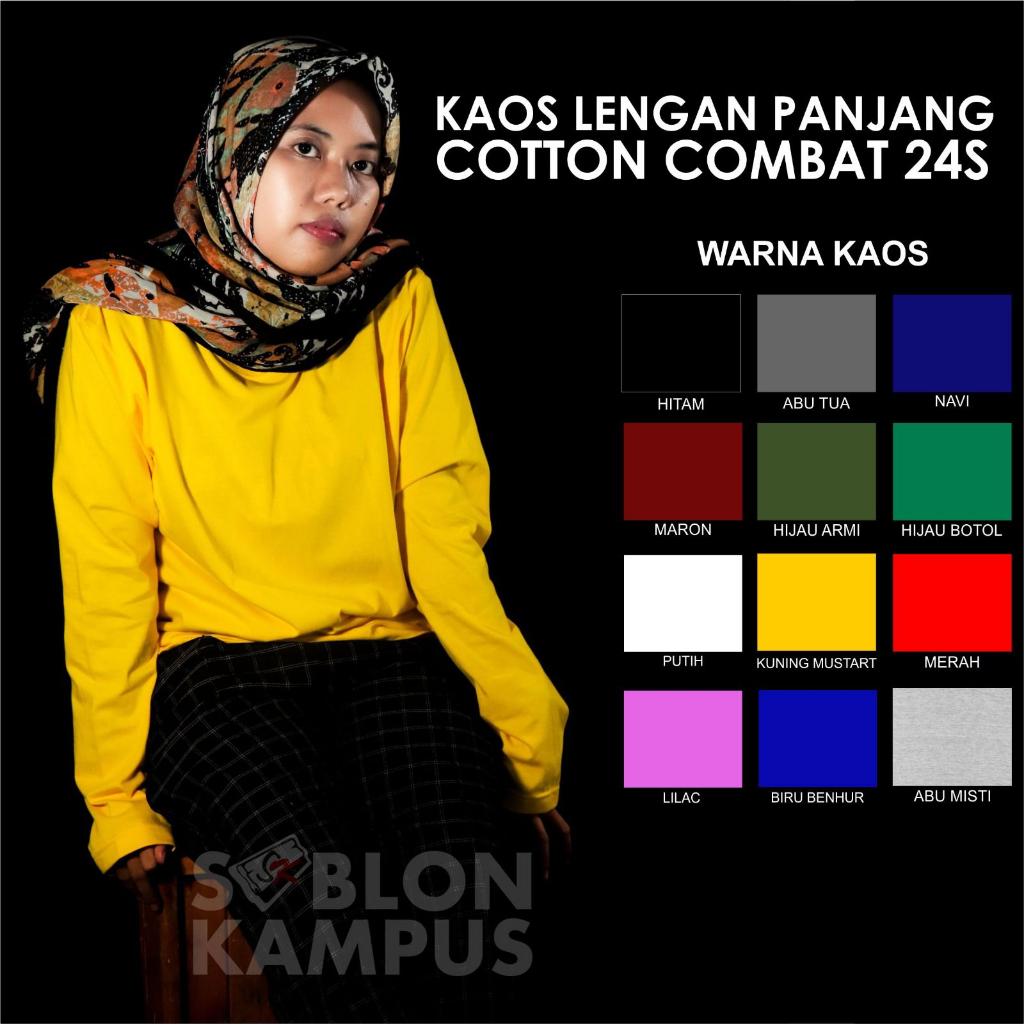 kaos lengan panjang combed 24s